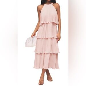 Elegant Pink Tiered Dress XL